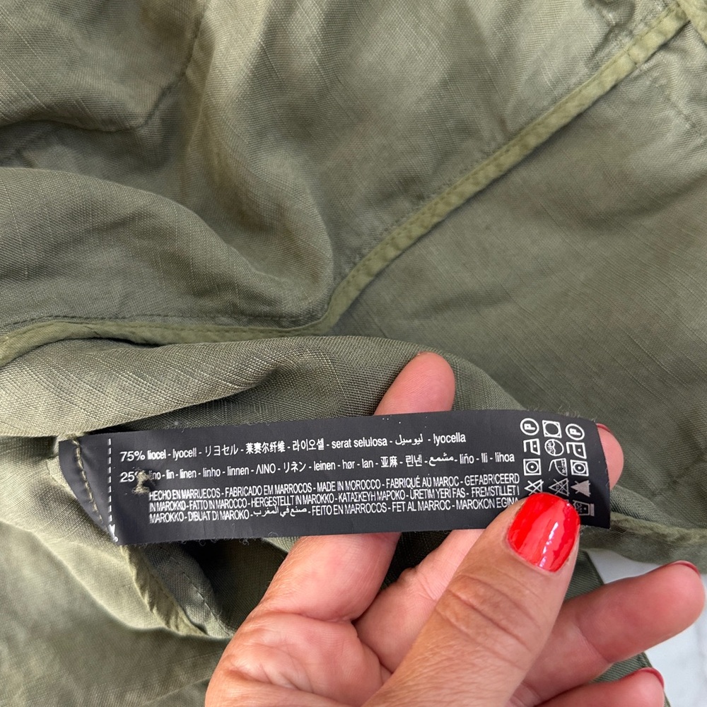 Zara Army Jacket Button Down Pockets Lightweight … - image 8